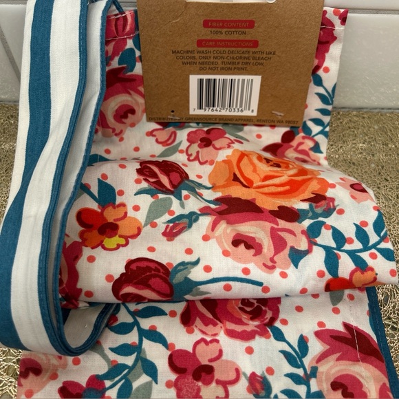 Greensource Pantry Apron W/ Pocket 100% Cotton Twill Weave Floral Cottage Trad - Picture 4 of 7